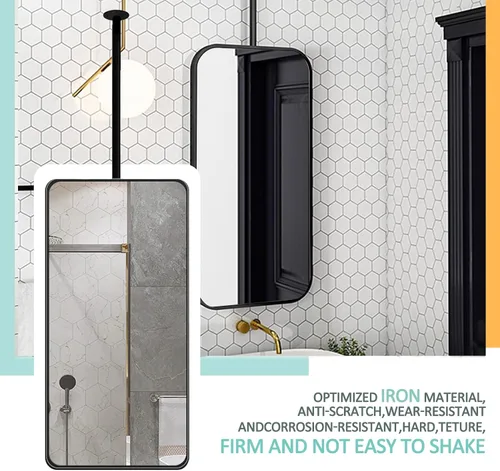 Vista 4 de Espejo decorativo flotante para baño, espejo colgante de techo, espejos de maquillaje para el hogar o el hotel, vestidores, con marco de metal