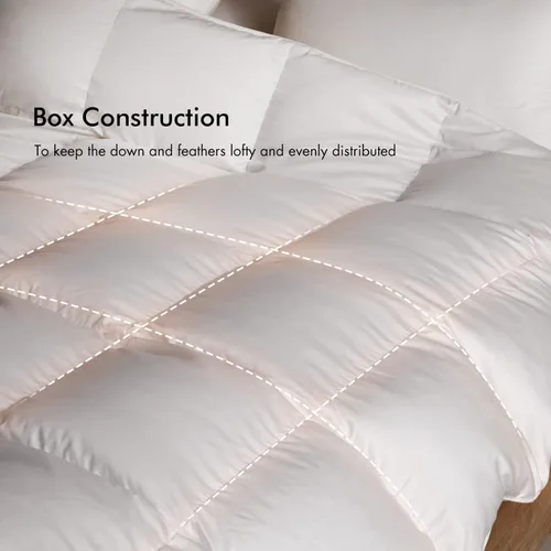 Vista 3 de Royoliving Edredón de plumas blanco para todas las estaciones con funda de 400 hilos, 100% algodón, relleno de edredón de calidad hotelera