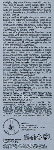 Vista 3 de [ Comfort Zone ] Máscara de pureza activa, máscara facial de arcilla matificante, absorbe y minimiza la apariencia de los poros, 2.02 onzas líquidas