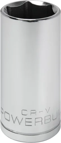 Vista 18 de Powerbuilt 3/8 de pulgada x 1/2 pulgada SAE Deep Socket, 12 puntos, cromo-vanadio, marca de tamaño - 940046