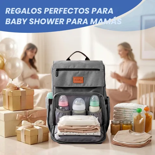 Vista 2 de PILLANI - Mochila grande para llevar pañales de bebé, para viajar, cambiador incluido, producto esencial para recién nacidos, artículos para mamá