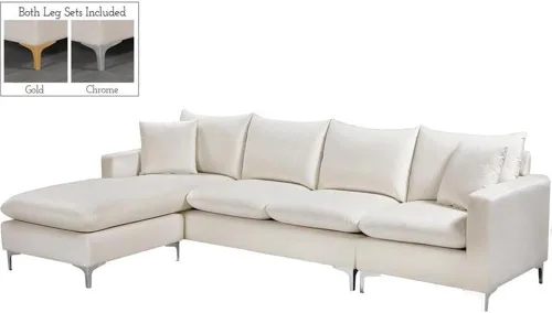 Vista 9 de Home Square Juego de 2 piezas con silla de terciopelo y seccional reversible en color crema