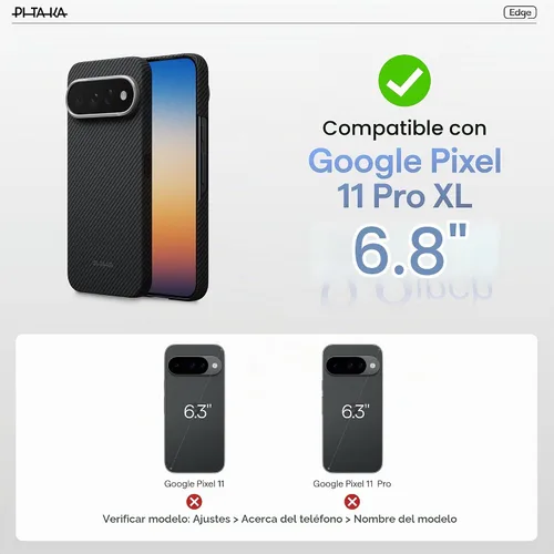 Vista 6 de pitaka Funda Ultra Slim para Pixel 11 Pro XL con sensación sin funda, color Negro Gris (Sarga)