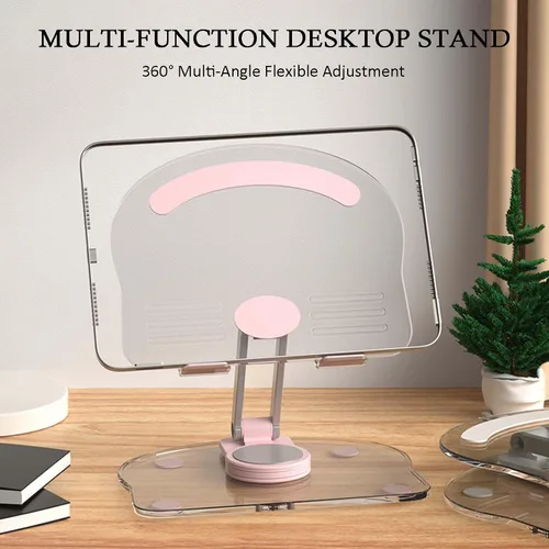 Vista 5 de Soporte giratorio de 360 grados para tableta móvil, soporte ajustable para tableta, base de escritorio plegable ajustable, multiángulo, base