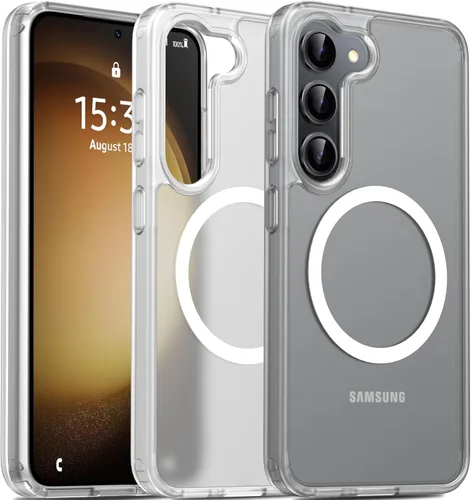 Vista 85 de Oterkin Funda magnética para Samsung Galaxy A17 mate, funda de teléfono A17 compatible con MagSafe esmerilada, translúcida, a prueba de golpes Negro