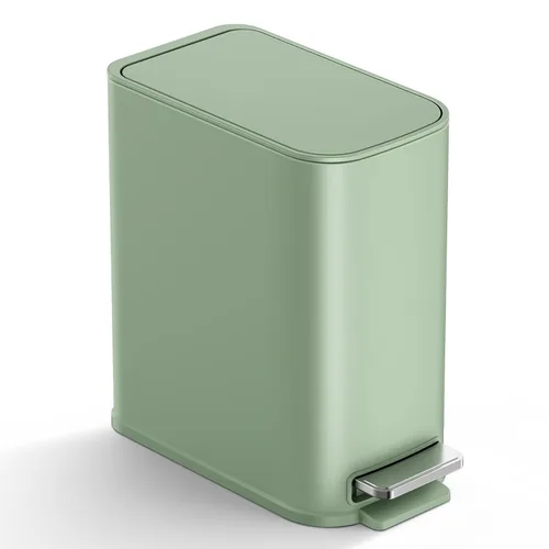 Vista 10 de TIPGO Bote de basura pequeño para baño con tapa, cierre suave, 1.3 galones Blanco