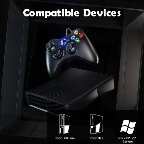 Vista 2 de Dinosoo Replacement for X-box 360 Controller Wired, Upgraded Joystick Compatible Steam Games Windows 11/10/8/7 USB Wired Gamepad Joystick No Turbo