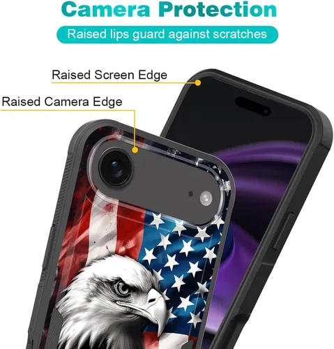 Vista 4 de Funda para iPhone Air, doble capa híbrida resistente resistente a prueba de golpes de policarbonato duro + funda protectora de silicona suave