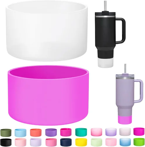 Vista 18 de Paquete de 2 botas de silicona para Stanley Cup de 30 oz y 40 onzas, protector inferior antideslizante y reductor de ruido, cubierta base de vaso