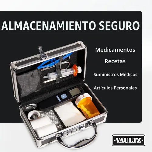 Vista 2 de Vaultz Estuche de medicina con bloqueo, maletín de almacenamiento portátil