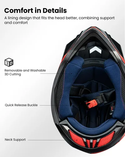 Vista 5 de ILM - Cascos para bicicleta de tierra para adultos, hombres y mujeres, para motocross, ATV, todoterreno, con gafas, guantes, máscara, modelo DOT