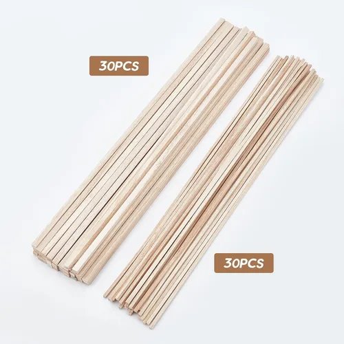 Vista 4 de OLYCRAFT 60 varillas de madera Tung de 12 pulgadas de largo, tiras de madera sin terminar, tiras cuadradas para manualidades, manualidades, Media