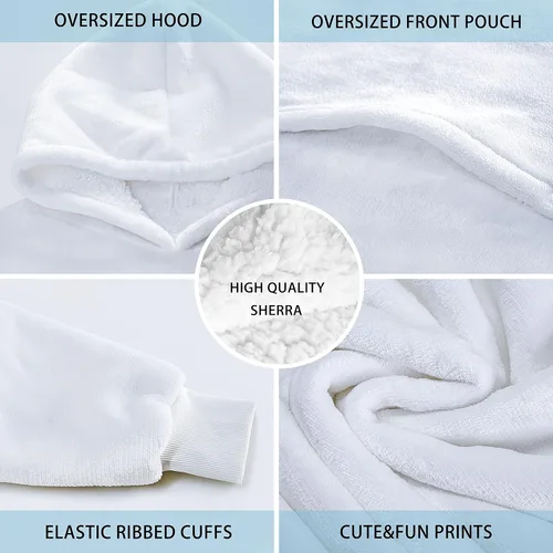 Vista 8 de Wearable Oversized Blanket,Sherpa Blanket Hoodie with Super Pockets,Super Warm Fuzzy Pullover for Women & Men