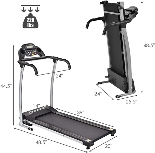 Vista 7 de Goplus Foldable Treadmill, Freestanding Portable Treadmill with 12 Preset Programs, LCD Monitor, Built-in Wheels & Pulse Sensor, Folding Compact