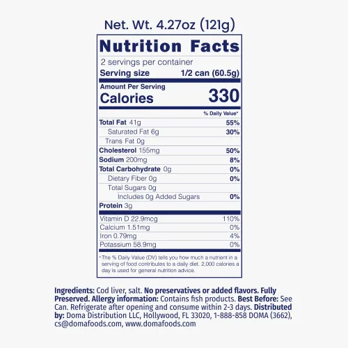 Vista 2 de D'ORO Hígado de bacalao islandés prémium en aceite – Delicia gourmet capturada en la naturaleza, rica en omega-3 y vitamina D 4.27 oz (121 gr) 3