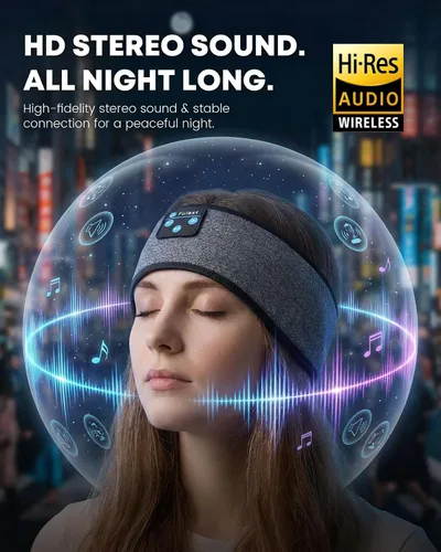 Vista 3 de Audífonos para Dormir con Diadema Bluetooth, Audífonos para Dormir con Diadema Deportiva, Audífonos para Dormir de Larga Duración con Altavoces