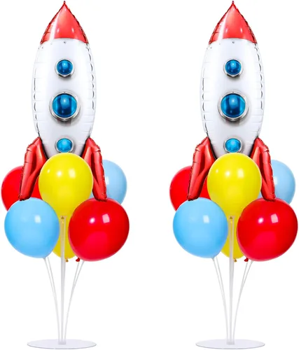 Vista 38 de Kit de soporte para globos de fiesta de fútbol 2 juegos con 2 globos de rugby de aluminio tipo bola, centro de mesa temático de fútbol para mesas