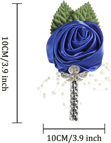 Vista 4 de Boutonniere - Boutonniere - Boutonniere para hombre, para boda, baile de graduación, regreso a casa, color azul real, 1 pieza