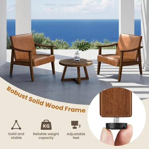 Vista 8 de Yaheetech Silla Accent Mid-Century con respaldo alto, color marrón (paquete de 2)