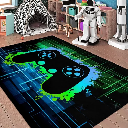 Vista 5 de BATATADOCE Alfombras de videojuegos para dormitorio de niños, alfombras para sala de juegos, decoración de juegos para niños, alfombra de área