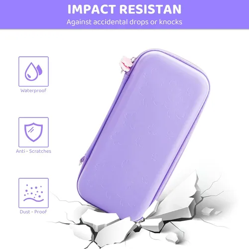 Vista 3 de FUNDIARY Funda de transporte morada para Nintendo Switch, accesorios para Switch con funda de transporte, funda protectora acoplable, protector