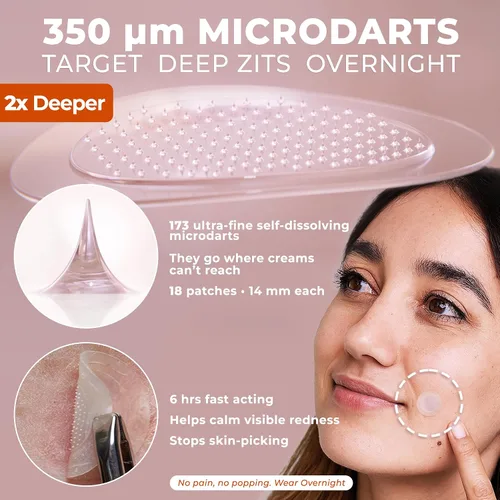 Vista 2 de OMMA Paquete de 144 parches para espinillas para cara y 36 parches para acné Microdart