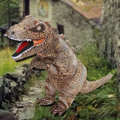Vista 7 de KOOY Disfraz inflable,Dinosaurio T REX de Halloween para niños,Trajes inflables de cuerpo completo