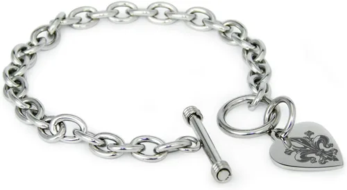 Vista 33 de Pulsera y Collar con Dijes de Símbolos de Corazón de Acero Inoxidable Solo pulsera de plata