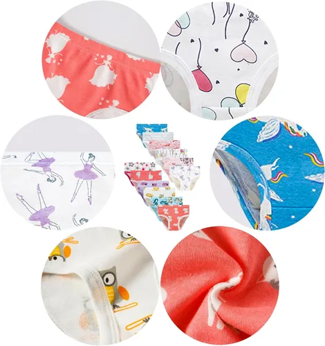 Vista 2 de KikizYe Bragas de algodón suave para niñas pequeñas y grandes, ropa interior surtida