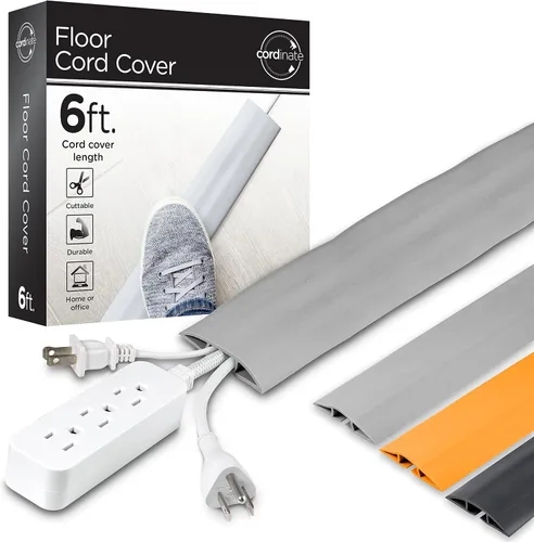 Vista 9 de Cordinate - Cubierta de cable de piso de 6 pies, protector de cable, oculta cables de extensión, protege cables, previene caídas de cables
