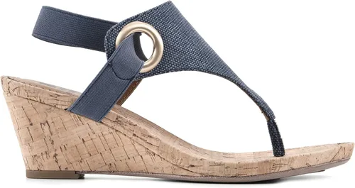Vista 3 de WHITE MOUNTAIN Sandalias de cuña Aida para mujer, Blanco