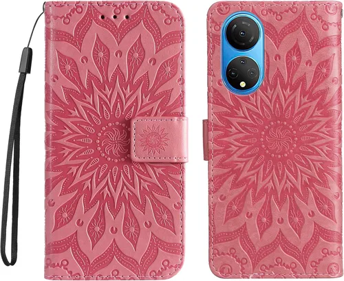 Vista 12 de Funda para Honor X7, diseño de flores de sol de piel de primera calidad con función atril y cierre magnético