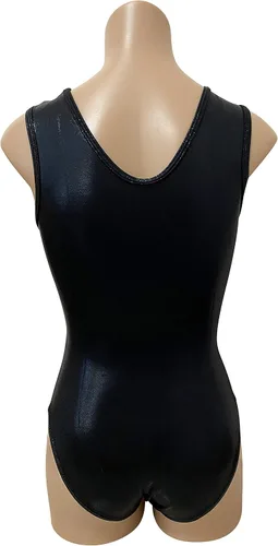 Vista 5 de LIL'FOX SHIMMER Leotardos de gimnasia para niñas - Ropa de baile para niños, volteretas, acrobacia, equipo de gimnasia Negro
