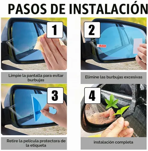 Vista 6 de 4 unidades de película para espejo retrovisor de coche, película impermeable para espejo lateral, película resistente a la lluvia, nano HD