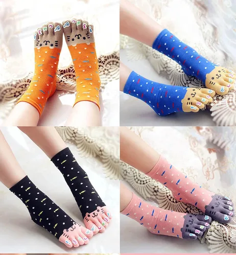 Vista 2 de Women's Cotton Toe Socks,five Finger Socks,Funny and Funky cartoon theme sport Toe Socks