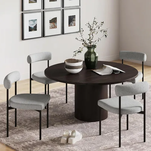 Vista 33 de Nathan James Gracie - Silla de comedor moderna con cojín, silla de comedor tapizada con marco de madera maciza, color marrón claro, juego de 2