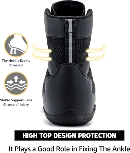 Vista 5 de ASHION Zapatos de lucha libre para hombre, zapatos de boxeo, zapatillas de deporte de fitness con suela cero caída