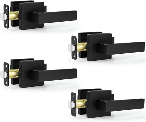 Vista 10 de Estmoon Cerraduras de puerta para puerta delantera, manija de puerta exterior negro mate y cerradura de cerrojo de un solo cilindro, manija