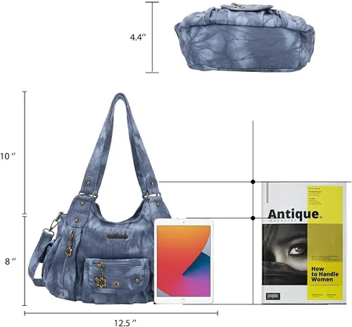 Vista 2 de Angel Barcelo Bolsos de cuero sintético para mujer, bolso de hombro, a la moda, bolsas para niñas