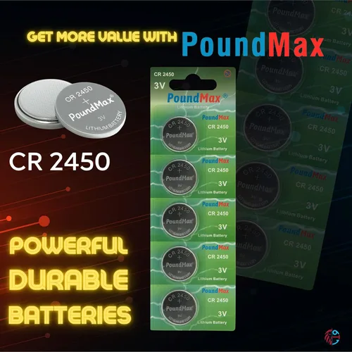 Vista 3 de PoundMax CR 2450 Baterías de litio, tipo botón de 3 V, paquete combinado - 5