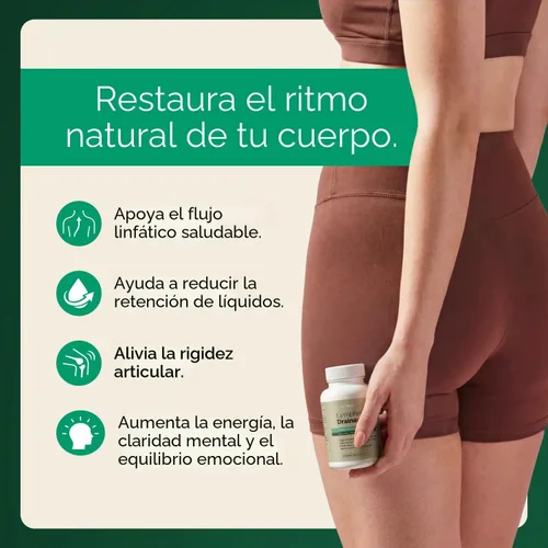 Vista 3 de Suplemento de drenaje linfático – Cápsulas de drenaje linfático con diente de león, bardana, cuchillas y equinácea, apoya la hinchazón
