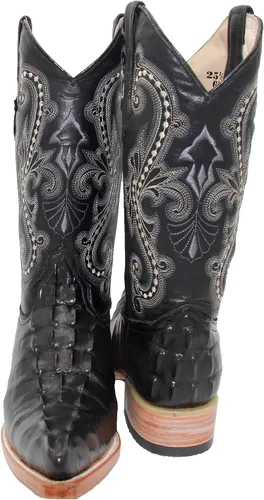Vista 4 de Western Shops - Botas vaqueras de cuero con estampado de cocodrilo para hombre, punta corta