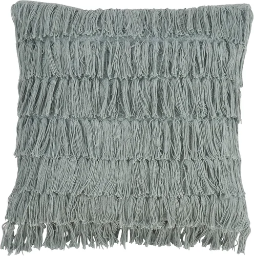 Vista 6 de SARO LIFESTYLE Almohada tejida con flecos y relleno de plumón