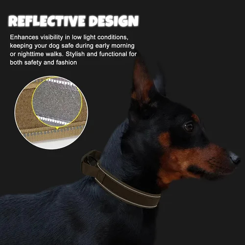 Vista 5 de Collar táctico personalizado para perro con parches de nombre y números, collar personalizado resistente con hebilla de cinturón de metal de 2 pines