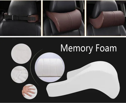 Vista 5 de Almohada de apoyo lumbar para asiento de automóvil, almohada para el cuello, reposacabezas y espalda, almohadilla de espuma viscoelástica suave