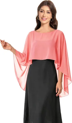 Vista 33 de Baoqiya Women's Shawls and Wraps for Evening Dresses Chiffon Cape verde ( Bean Green )