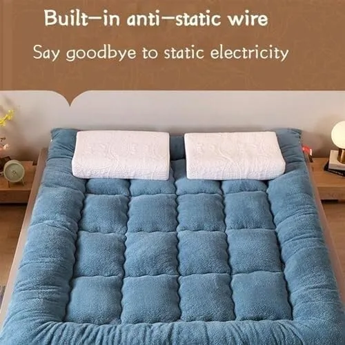 Vista 3 de Colchón de futón japonés de felpa gruesa, diseño plegable y enrollable de 4 pulgadas, sofá cama convertible portátil y almohadilla para dormir