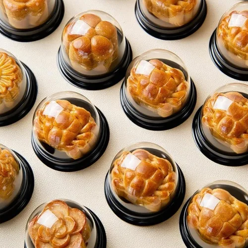 Vista 2 de EchoDone Mini cajas de plástico transparente para magdalenas, cúpula de muffins, caja de un solo contenedor, cajas de regalo de boda, cumpleaños