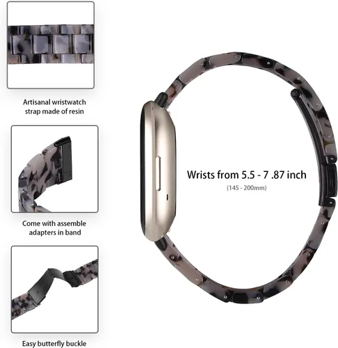 Vista 4 de Correa de reloj de resina compatible con Fitbit Versa 4/Sense 2/Versa 3/Sense 1, pulsera brazalete de moda ligera y ajustable de repuesto