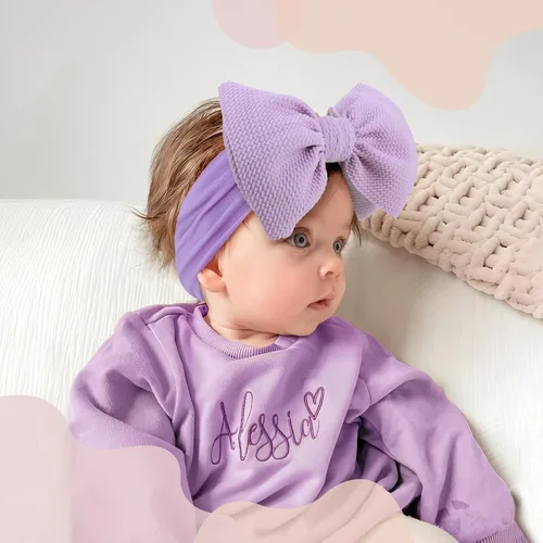 Vista 3 de YanJie Diademas para bebé, hechas a mano, de nailon, elásticas, con lazos para el pelo, para recién nacidos, niñas, niños pequeños y niños en negro